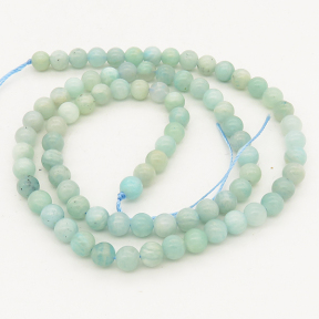 Natural Amazonite,Round,Light blue,6mm,Hole:0.8mm,about 63 pcs/strand,about 15 g/strand,2 strands/package,15"(38cm),XBGB00856vabkb-L001
