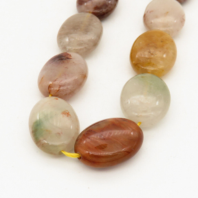 Natural Red and Green Rutilated Quartz,Eggs shape,Mixed color,3x6mm,Hole:1mm,about 21 pcs/strand,about 45 g/strand,2 strands/package,15"(38cm),XBGB00878vablb-L001