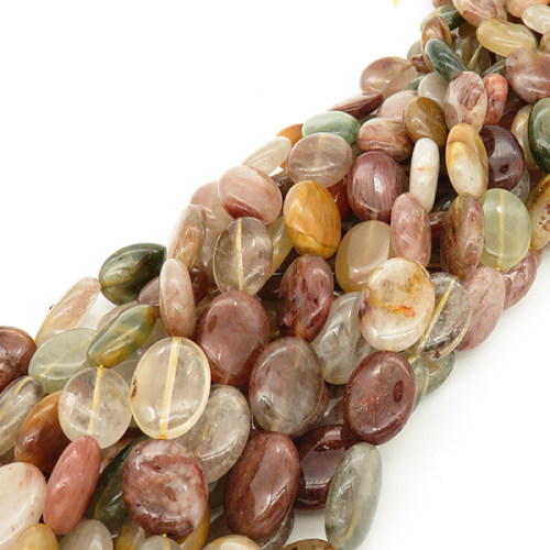 Natural Red and Green Rutilated Quartz,Eggs shape,Mixed color,3x6mm,Hole:1mm,about 21 pcs/strand,about 45 g/strand,2 strands/package,15"(38cm),XBGB00878vablb-L001