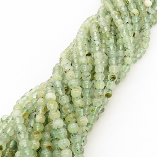 Natural Prehnite,Round,Light green,4mm,Hole:0.5mm,about 90 pcs/strand,about 15 g/strand,2 strands/package,15"(38cm),XBGB00908vhlb-L001