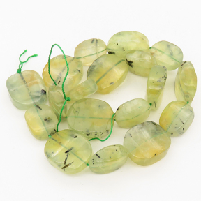 Natural Prehnite,Irregular Rectangle,Chartreuse,12x20~20x25mm,Hole:1mm,about 18 pcs/strand,about 130 g/strand,2 strands/package,16"(41cm),XBGB00916vabjl-L001