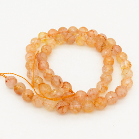 Natural White Crystal,Round, Faceted,Dyed,Orange,8mm,Hole:1mm,about 48 pcs/strand,about 36 g/strand,5 strands/package,15"(38cm),XBGB00937vabkb-L001