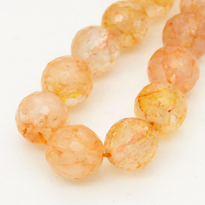 Natural White Crystal,Round, Faceted,Dyed,Orange,8mm,Hole:1mm,about 48 pcs/strand,about 36 g/strand,5 strands/package,15"(38cm),XBGB00937vabkb-L001