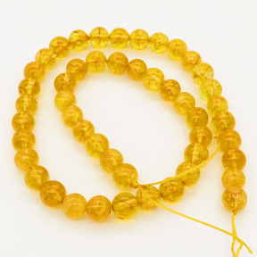 Natural White Crystal,Round,Dyed,Brownish yellow,8mm,Hole:1mm,about 48 pcs/strand,about 36 g/strand,5 strands/package,15"(38cm),XBGB00943vabkb-L001