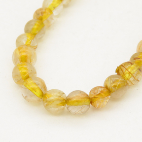 Natural Golden Rutilated Quartz,Round,Light yellow,4mm,Hole:0.5mm,about 90 pcs/strand,about 15 g/strand,5 strands/package,15"(38cm),XBGB00945vhjb-L001