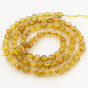 Natural Golden Rutilated Quartz,Round,Light yellow,4mm,Hole:0.5mm,about 90 pcs/strand,about 15 g/strand,5 strands/package,15"(38cm),XBGB00945vhjb-L001