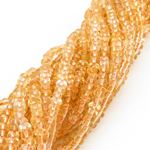 Natural Lemon Quartz,Abacus beads,Champagne,3x5mm,Hole:1mm,about 135 pcs/strand,about 15 g/strand,5 strands/package,15"(38cm),XBGB00952vhib-L001