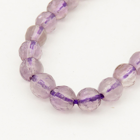 Natural Amethyst,Round, Faceted,Purple,6mm,Hole:1mm,about 66 pcs/strand,about 20 g/strand,5 strands/package,16"(40cm),XBGB00995ahmb-L001