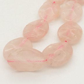 Natural Rose Quartz,Oval Concave and convex surface,Pink,16x22x6mm,Hole:1mm,about 19 pcs/strand,about 55 g/strand,2 strands/package,12"(31cm),XBGB01056vabkb-L001