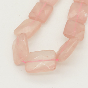 Natural Rose Quartz,Rectangle,Facted,Pink,15x20x7mm,Hole:1mm,about 20 pcs/strand,about 75 g/strand,2 strands/package,16"(41cm),XBGB01061vabkb-L001