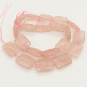 Natural Rose Quartz,Rectangle,Facted,Pink,15x20x7mm,Hole:1mm,about 20 pcs/strand,about 75 g/strand,2 strands/package,16"(41cm),XBGB01061vabkb-L001