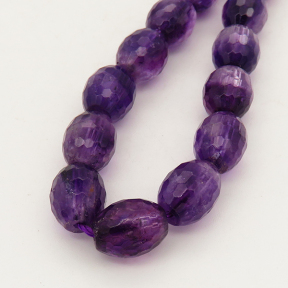 Natural Amethyst,Oval,Facted,Purple,8x10mm,Hole:1mm,about 38 pcs/strand,about 36 g/strand,2 strands/package,16"(40cm),XBGB01076vablb-L001