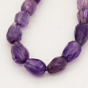 Natural Amethyst,Drop,Facted,Purple,6x7mm,Hole:1mm,about 52 pcs/strand,about 20 g/strand,2 strands/package,16"(41cm),XBGB01079vablb-L001