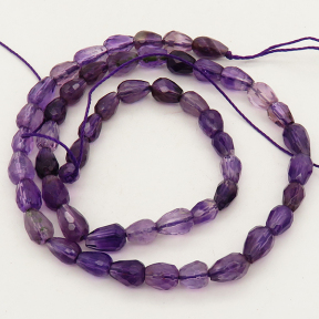 Natural Amethyst,Drop,Facted,Purple,6x7mm,Hole:1mm,about 52 pcs/strand,about 20 g/strand,2 strands/package,16"(41cm),XBGB01079vablb-L001
