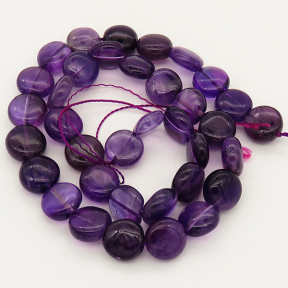 Natural Amethyst,Flat Round,Purple,12x6mm,Hole:1mm,about 36 pcs/strand,about 45 g/strand,2 strands/package,15"(39cm),XBGB01085vablb-L001