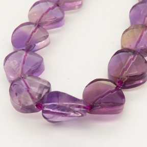 Natural Amethyst,Twist Flat Round,Purple,10x5mm,Hole:1mm,about 39 pcs/strand,about 30 g/strand,2 strands/package,16"(40cm),XBGB01093vabob-L001