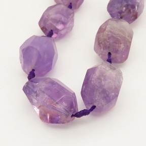 Natural Amethyst,Oval,Facted,Purple,15x22mm,Hole:1mm,about 16 pcs/strand,about 100 g/strand,2 strands/package,16"(41cm),XBGB01112vkla-L001