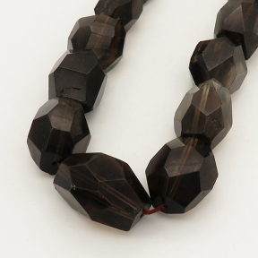 Natural Smoky Quartz,Cylindrical,Facted,Dark brown,19x23mm,Hole:1mm,about 17 pcs/strand,about 175 g/strand,2 strands/package,15"(39cm),XBGB01151vablb-L001