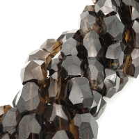 Natural Smoky Quartz,Cylindrical,Facted,Dark brown,19x23mm,Hole:1mm,about 17 pcs/strand,about 175 g/strand,2 strands/package,15"(39cm),XBGB01151vablb-L001