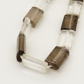 Natural Smoky Quartz & White Crystal,Rectangle,Dark brown and white,8x5mm,Hole:1mm,about 33 pcs/strand,about 30 g/strand,2 strands/package,15"(39cm),XBGB01157vablb-L001
