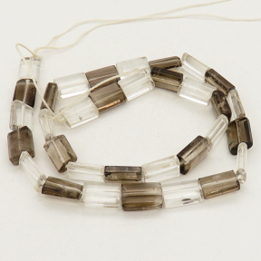 Natural Smoky Quartz & White Crystal,Rectangle,Dark brown and white,8x5mm,Hole:1mm,about 33 pcs/strand,about 30 g/strand,2 strands/package,15"(39cm),XBGB01157vablb-L001