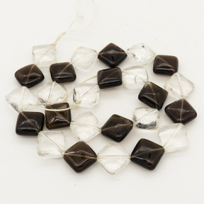 Natural Smoky Quartz & White Crystal,Rhombus,Dark brown and white,17x6mm,Hole:1mm,about 25 pcs/strand,about 65 g/strand,2 strands/package,16"(41cm),XBGB01160vablb-L001