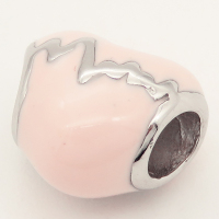 304 Stainless steel European Beads,Epoxy Resin,Enamel,Heart,ECG,Pink,True Color,10*12mm,Hole:4.5mm,about 2.5g/pc,5 pcs/package,XBE00035aajl-691