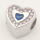 304 Stainless steel European Beads,Epoxy Resin,Enamel,Synthetic Cubic Zirconia,Heart,Blue,White,True Color,11mm,Hole:5mm,about 3g/pc,5 pcs/package,XBE00053baka-691