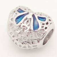 304 Stainless steel European Beads,Epoxy Resin,Enamel,Heart,Bow-knot,Royal Blue,True Color,10*11mm,Hole:4.5mm,about 3g/pc,5 pcs/package,XBE00064aajo-691