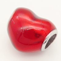 304 Stainless steel European Beads,Epoxy Resin,Enamel,Heart,Red,True Color,10*12mm,Hole:4.5mm,about 2.5g/pc,5 pcs/package,XBE00069aaio-691