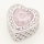 304 Stainless steel European Beads,Synthetic Cubic Zirconia,Heart,Pink,True Color,13*12mm,Hole:5mm,about 4g/pc,5 pcs/package,XBE00079vbll-691