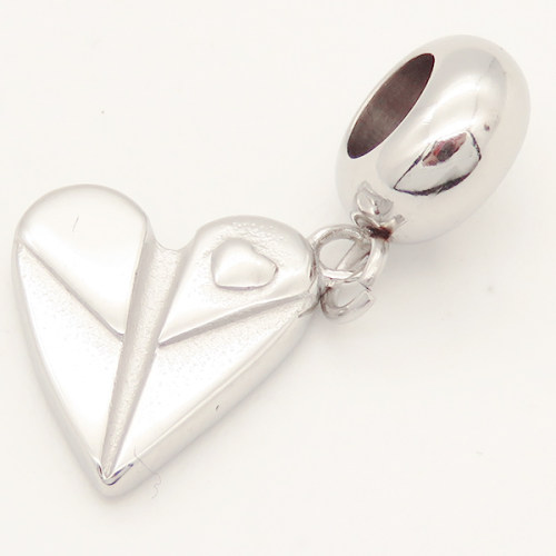 304 Stainless steel European Beads,Heart,True Color,10.5*12mm,Hole:4.5mm,about 2g/pc,5 pcs/package,XBE00083aakl-691