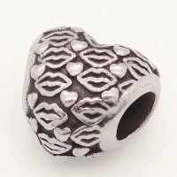 304 Stainless steel European Beads,Heart,Lips,True Color,10.5*11.5mm,Hole:4.5mm,about 3g/pc,5 pcs/package,XBE00085aajl-691
