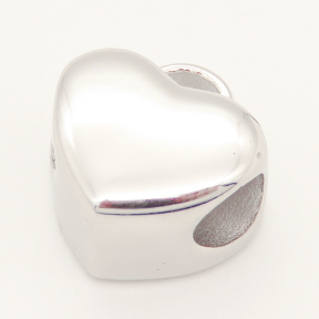 304 Stainless steel European Beads,Synthetic Cubic Zirconia,Heart,White,True Color,11mm,Hole:4.5mm,about 3g/pc,5 pcs/package,XBE00086aako-691