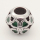 304 Stainless steel European Beads,Epoxy Resin,Enamel,Synthetic Cubic Zirconia,Round,Heart,Green,White,True Color,9*10mm,Hole:4.5mm,about 3g/pc,5 pcs/package,XBE00111aajo-691