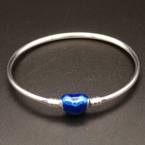 304 Stainless steel Bangle Findings,Openable Bangle,Heart clasp,True Color,Blue,Inner:58mm,Wire:2.5mm,about 6.5g/pc,5 pcs/package,XFB00301bvpl-691