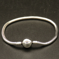 304 Stainless steel Bangle Findings,Openable Round snake chain Bangle,Round clasp,True Color,L:19cm,Wire:3mm,about 7g/pc,5 pcs/package,XFB00304vbnl-691