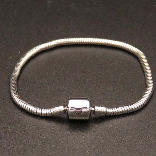 304 Stainless steel Bangle Findings,Openable Round snake chain Bangle,Cylindrical clasp,True Color,L:19cm,Wire:3mm,about 7g/pc,5 pcs/package,XFB00305vbpb-691