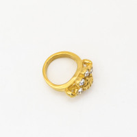 316L Stainless Steel and Zirconia Spots Ring,Gold plating,Size 7,about 8g/pc,1 pc/package,HHP00279bhia-360