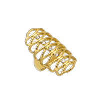 316L Stainless Steel and Zirconia Cell Ring,Gold plating,Size 7,about 8g/pc,1 pc/package,HHP00306bhia-360