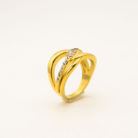316L Stainless Steel and Zirconia Jumbled Ring,Gold plating,Size 7,about 5g/pc,1 pc/package,HHP00330bhia-360