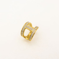 316L Stainless Steel and Zirconia Middle Bar Ring,Gold plating,Size 7,about 8g/pc,1 pc/package,HHP00342vhll-360