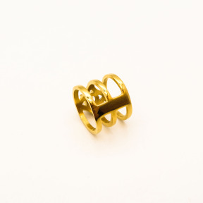 316L Stainless Steel and Zirconia Ring,Gold plating,Size 7,about 8g/pc,1 pc/package,HHP00249vhkl-360