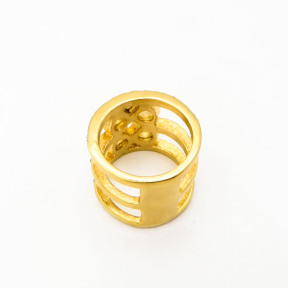 316L Stainless Steel and Zirconia Cylindrical Ring,Gold plating,Size 7,about 12g/pc,1 pc/package,HHP00255ahlv-360