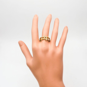 316L Stainless Steel and Zirconia Straw Ring,Gold plating,Size 7,about 4g/pc,1 pc/package,HHP00258bhia-360