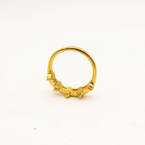 316L Stainless Steel and Zirconia Star crown Ring,Gold plating,Size 7,about 3g/pc,1 pc/package,HHP00261bhbl-360