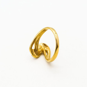 316L Stainless Steel and Zirconia Mixed Ring,Gold plating,Size 7,about 4g/pc,1 pc/package,HHP00267bhjl-360