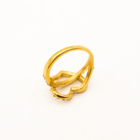 316L Stainless Steel and Zirconia Heart 15 Ring,Gold plating,Size 7,about 4g/pc,1 pc/package,HHP00270bhia-360