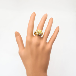 316L Stainless Steel and Zirconia Spots Ring,Gold plating,Size 7,about 8g/pc,1 pc/package,HHP00279bhia-360