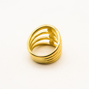 316L Stainless Steel and Zirconia Hoop Ring,Gold plating,Size 7,about 9g/pc,1 pc/package,HHP00282bhia-360